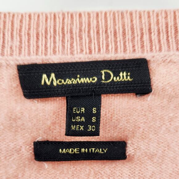 Massimo Dutti Coral Pink Cashmere Wool Blend Sweater Women's S Made in Italy - Picture 3 of 4